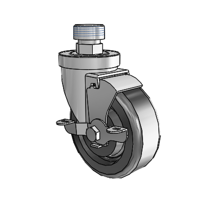 30 Series Pipe Thread Stem Zinc Swivel Caster with 4 x 1.5 Phenolic Wheel and VertiLoc Brake