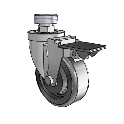 30 Series Pipe Thread Stem Zinc Swivel Caster with 4 x 1.5 Phenolic Wheel and PosiLoc Brake