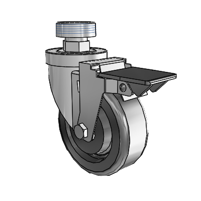 30 Series Pipe Thread Stem Zinc Swivel Caster with 4 x 1.5 Phenolic Wheel and PosiLoc Brake
