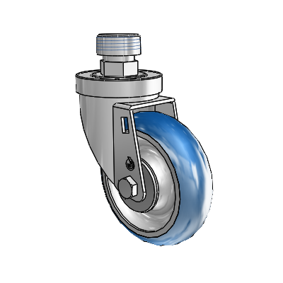 30 Series Pipe Thread Stem Zinc Swivel Caster with 4 x 1.25 PolyLoc (Blue) Wheel