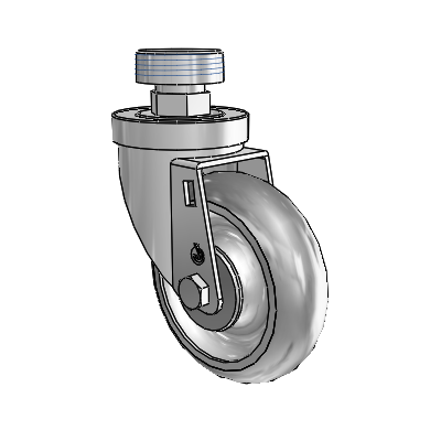 30 Series Pipe Thread Stem Zinc Swivel Caster with 4 x 1.25 Advantage TPR (Round) Wheel