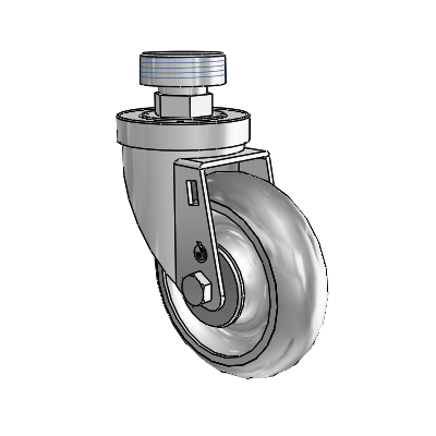 30 Series Pipe Thread Stem Zinc Swivel Caster with 4 x 1.25 Advantage TPR (Round) Wheel