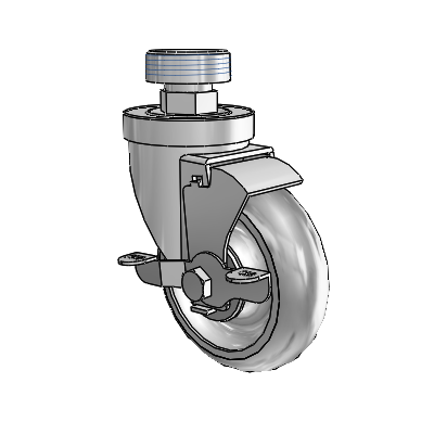 30 Series Pipe Thread Stem Zinc Swivel Caster with 4 x 1.25 Advantage TPR (Round) Wheel and VertiLoc Brake