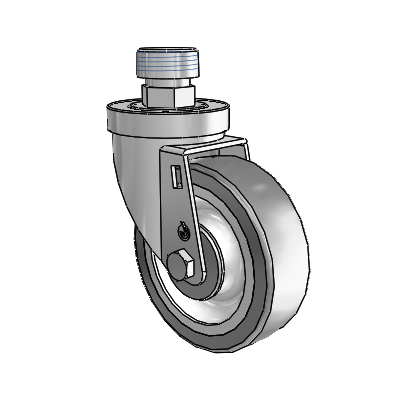 30 Series Pipe Thread Stem Zinc Swivel Caster with 4 x 1.25 Advantage TPR (Flat) Wheel