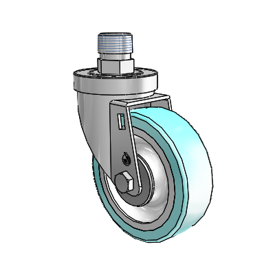 30 Series Pipe Thread Stem Zinc Swivel Caster with 4 x 1.25 Advantage Health Wheel