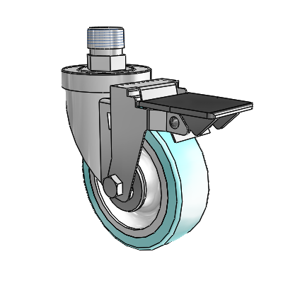 30 Series Pipe Thread Stem Zinc Swivel Caster with 4 x 1.25 Advantage Health Wheel and PosiLoc Brake