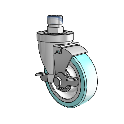 30 Series Pipe Thread Stem Zinc Swivel Caster with 4 x 1.25 Advantage Health Wheel and VertiLoc Brake