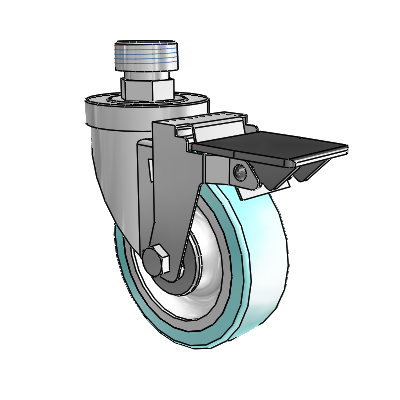 30 Series Pipe Thread Stem Zinc Swivel Caster with 4 x 1.25 Advantage Health Wheel and PosiLoc Brake