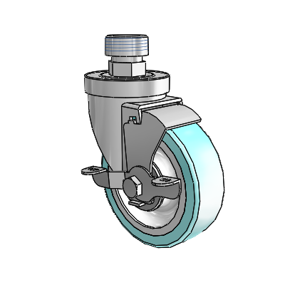 30 Series Pipe Thread Stem Zinc Swivel Caster with 4 x 1.25 Advantage Health Wheel and VertiLoc Brake