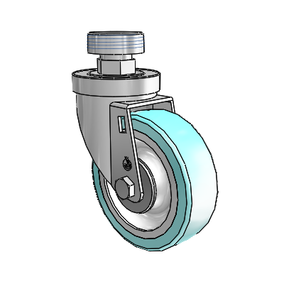30 Series Pipe Thread Stem Zinc Swivel Caster with 4 x 1.25 Advantage Health Wheel