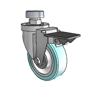 30 Series Pipe Thread Stem Zinc Swivel Caster with 4 x 1.25 Advantage Health Wheel and PosiLoc Brake