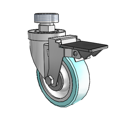 30 Series Pipe Thread Stem Zinc Swivel Caster with 4 x 1.25 Advantage Health Wheel and PosiLoc Brake