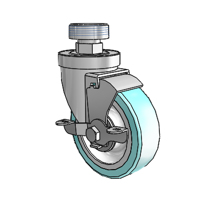 30 Series Pipe Thread Stem Zinc Swivel Caster with 4 x 1.25 Advantage Health Wheel and VertiLoc Brake