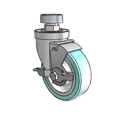 30 Series Pipe Thread Stem Zinc Swivel Caster with 4 x 1.25 Advantage Health Wheel and VertiLoc Brake
