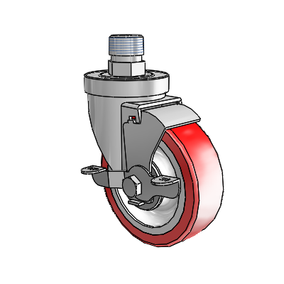 30 Series Pipe Thread Stem Zinc Swivel Caster with 4 x 1.25 Advantage Heat (Flat) Wheel and VertiLoc Brake