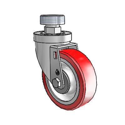 30 Series Pipe Thread Stem Zinc Swivel Caster with 4 x 1.25 Advantage Heat (Flat) Wheel
