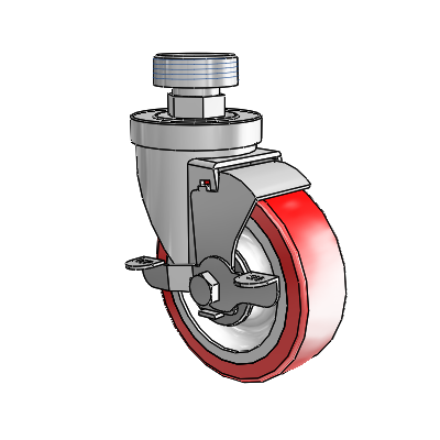 30 Series Pipe Thread Stem Zinc Swivel Caster with 4 x 1.25 Advantage Heat (Flat) Wheel and VertiLoc Brake
