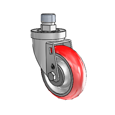 30 Series Pipe Thread Stem Zinc Swivel Caster with 4 x 1.25 Advantage Heat (Round) Wheel