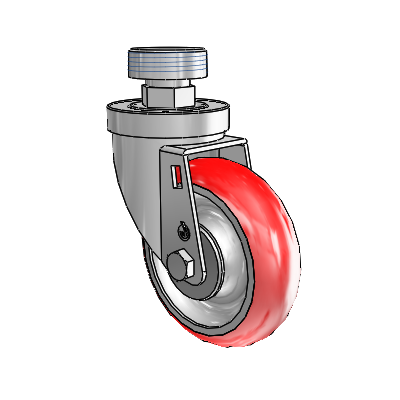 30 Series Pipe Thread Stem Zinc Swivel Caster with 4 x 1.25 Advantage Heat (Round) Wheel