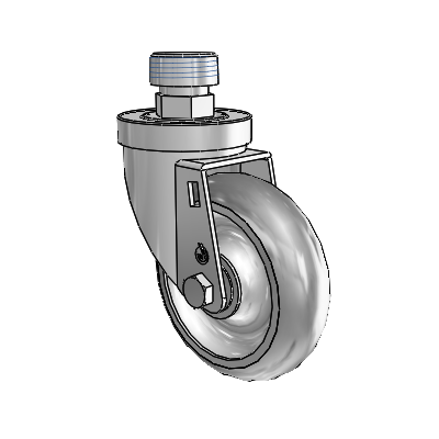 30 Series Pipe Thread Stem Zinc Swivel Caster with 4 x 1.25 PolyLock (Grey) Wheel