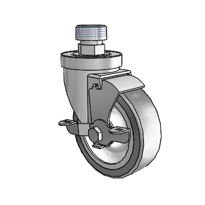 Lenkrolle der Serie 30 mit Rohrgewindeschaft aus Zink, 4 x 1,25 Advantage TPR-Rädern (flach) und VertiLoc-Bremse