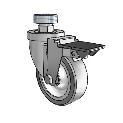 30 Series Pipe Thread Stem Zinc Swivel Caster with 4 x 1.25 Advantage TPR (Flat) Wheel and PosiLoc Brake