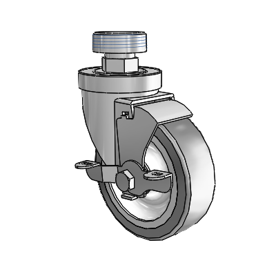Lenkrolle der Serie 30 mit Rohrgewindeschaft aus Zink, 4 x 1,25 Advantage TPR-Rädern (flach) und VertiLoc-Bremse