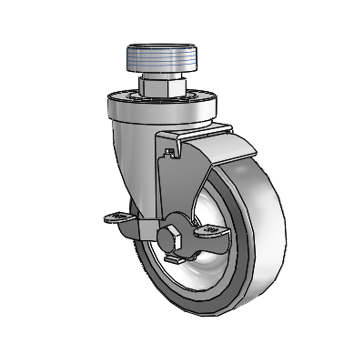 Lenkrolle der Serie 30 mit Rohrgewindeschaft aus Zink, 4 x 1,25 Advantage TPR-Rädern (flach) und VertiLoc-Bremse