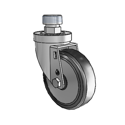 30 Series Pipe Thread Stem Zinc Swivel Caster with 4 x 1.25 Cushion Rubber (+ Side Plates) Wheel