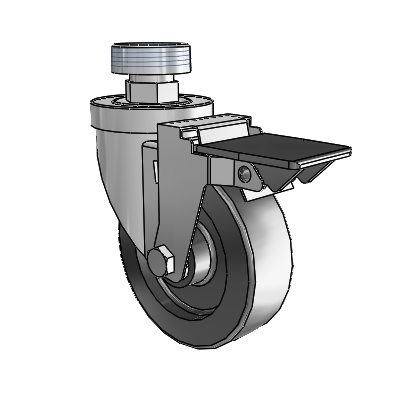 30 Series Pipe Thread Stem Zinc Swivel Caster with 4 x 1.25 Polyolefin Wheel and PosiLoc Brake