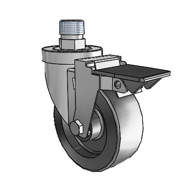 30 Series Pipe Thread Stem Zinc Swivel Caster with 4 x 1.5 Hi-Temp Resin Wheel and PosiLoc Brake