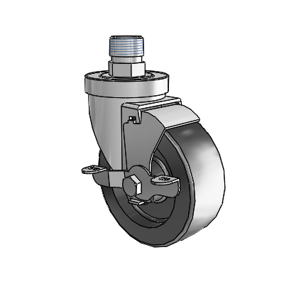 30 Series Pipe Thread Stem Zinc Swivel Caster with 4 x 1.5 Hi-Temp Resin Wheel and VertiLoc Brake