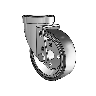 30 Series Hollow Kingpin Zinc Swivel Caster with 4 x 1.25 Welded Disc Rubber (Black) Wheel