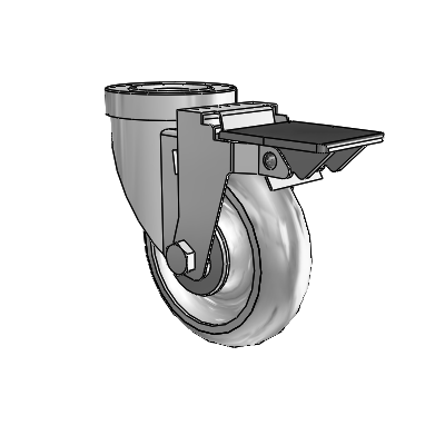 30 Series Hollow Kingpin Zinc Swivel Caster with 4 x 1.25 PolyLock (Grey) Wheel and PosiLoc Brake