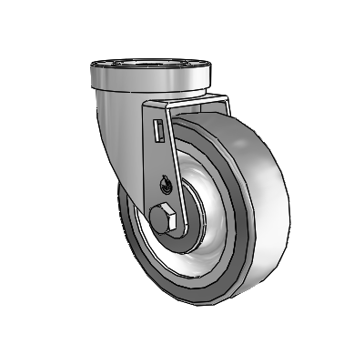 30 Series Hollow Kingpin Zinc Swivel Caster with 4 x 1.25 Advantage TPR (Flat) Wheel