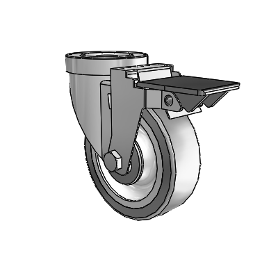 30 Series Hollow Kingpin Zinc Swivel Caster with 4 x 1.25 Advantage TPR (Flat) Wheel and PosiLoc Brake