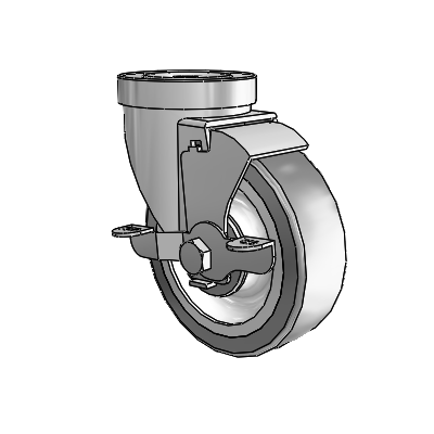 30 Series Hollow Kingpin Zinc Swivel Caster with 4 x 1.25 Advantage TPR (Flat) Wheel and VertiLoc Brake