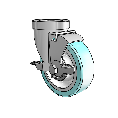 30 Series Hollow Kingpin Zinc Swivel Caster with 4 x 1.25 Advantage Health Wheel and VertiLoc Brake