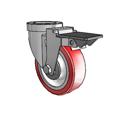 30 Series Hollow Kingpin Zinc Swivel Caster with 4 x 1.25 Advantage Heat (Flat) Wheel and PosiLoc Brake
