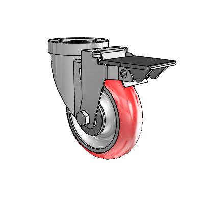 30 Series Hollow Kingpin Zinc Swivel Caster with 4 x 1.25 Advantage Heat (Round) Wheel and PosiLoc Brake
