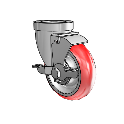 30 Series Hollow Kingpin Zinc Swivel Caster with 4 x 1.25 Advantage Heat (Round) Wheel and VertiLoc Brake
