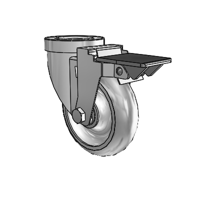 30 Series Hollow Kingpin Zinc Swivel Caster with 4 x 1.25 PolyLock (Grey) Wheel and PosiLoc Brake