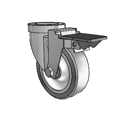 30 Series Hollow Kingpin Zinc Swivel Caster with 4 x 1.25 Advantage TPR (Flat) Wheel and PosiLoc Brake