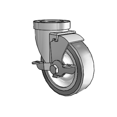 30 Series Hollow Kingpin Zinc Swivel Caster with 4 x 1.25 Advantage TPR (Flat) Wheel and VertiLoc Brake