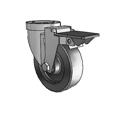 30 Series Hollow Kingpin Zinc Swivel Caster with 4 x 1.25 Polyolefin Wheel and PosiLoc Brake