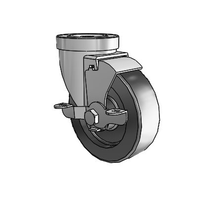 30 Series Hollow Kingpin Zinc Swivel Caster with 4 x 1.25 Polyolefin Wheel and VertiLoc Brake