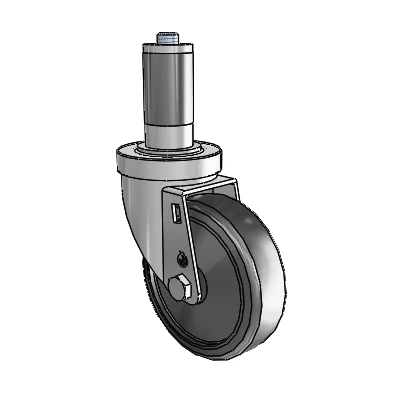 30 Series Expanding Adapter Zinc Swivel Caster with 4 x 1.25 Cushion Rubber Wheel