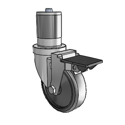 30 Series Expanding Adapter Zinc Swivel Caster with 4 x 1.25 Cushion Rubber Wheel and PosiLoc Brake