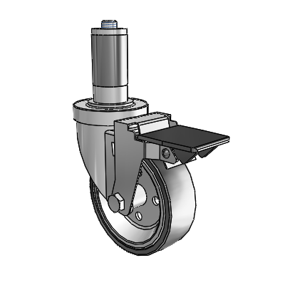 30 Series Expanding Adapter Zinc Swivel Caster with 4 x 1.25 Welded Disc Rubber (Black) Wheel and PosiLoc Brake