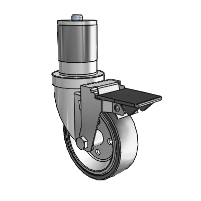 30 Series Expanding Adapter Zinc Swivel Caster with 4 x 1.25 Welded Disc Rubber (Black) Wheel and PosiLoc Brake
